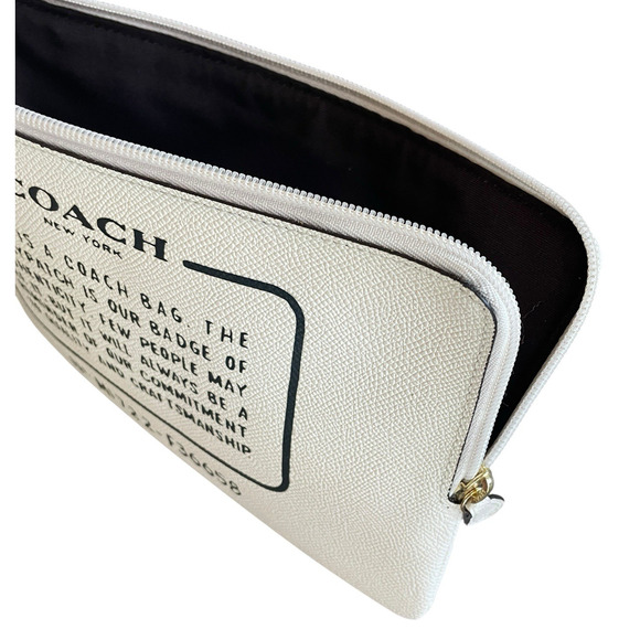 COACH Cream/Black Saffiano Leather Storypatch Creed Tote Insert/Wristlet/Clutch - Picture 2 of 7